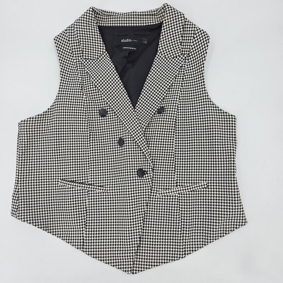 Torrid Vest Womens 3X Houndstooth Plaid Button Up Academia Preppy Office Work - Picture 2 of 9